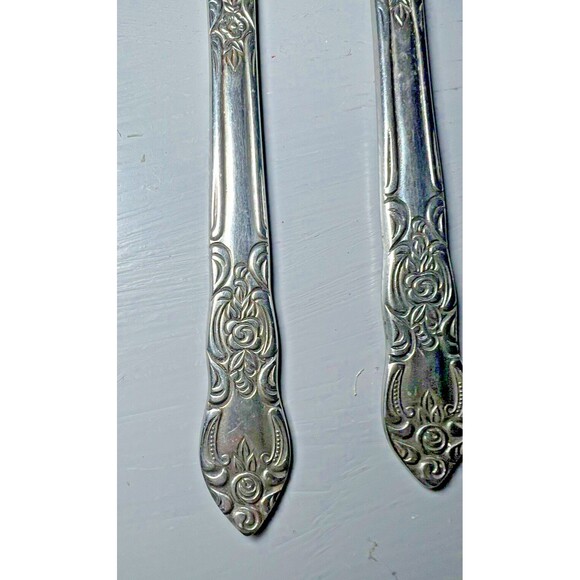 Lustreware Stainless Steel Flatware Vintage Rose Pattern Lg Fork 2 Butter Cutter - Picture 2 of 15